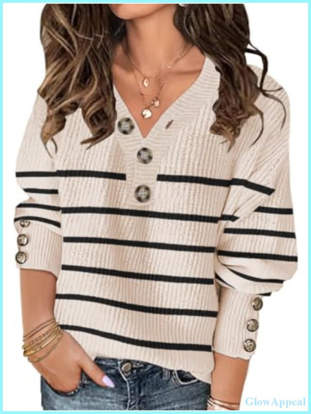 Oversized Chunky Knit Pullover Sweater for Women V-Neck Drop Shoulder